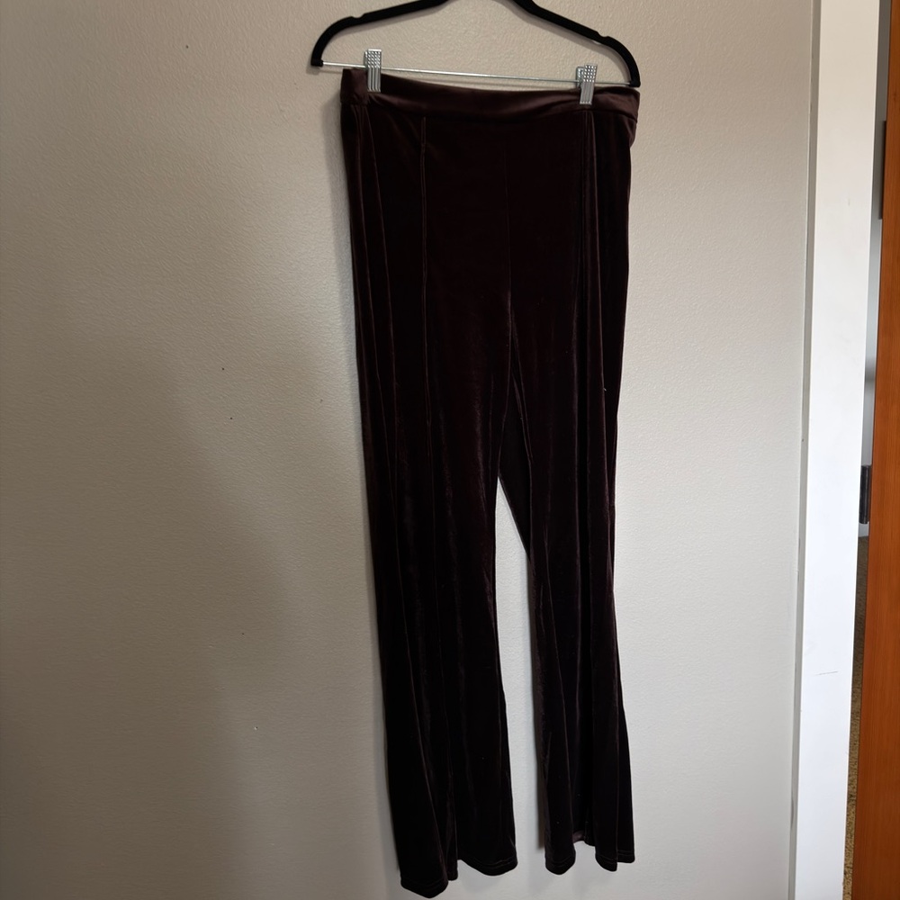 Velvet wide leg Brown Pants